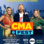 Dierks Bentley Instagram - Excited to be back hosting the 50th #CMAfest with @laineywilsonmusic and @elleking. If you can’t make it out to Nashville this week, it will be airing on July 19 on ABC!