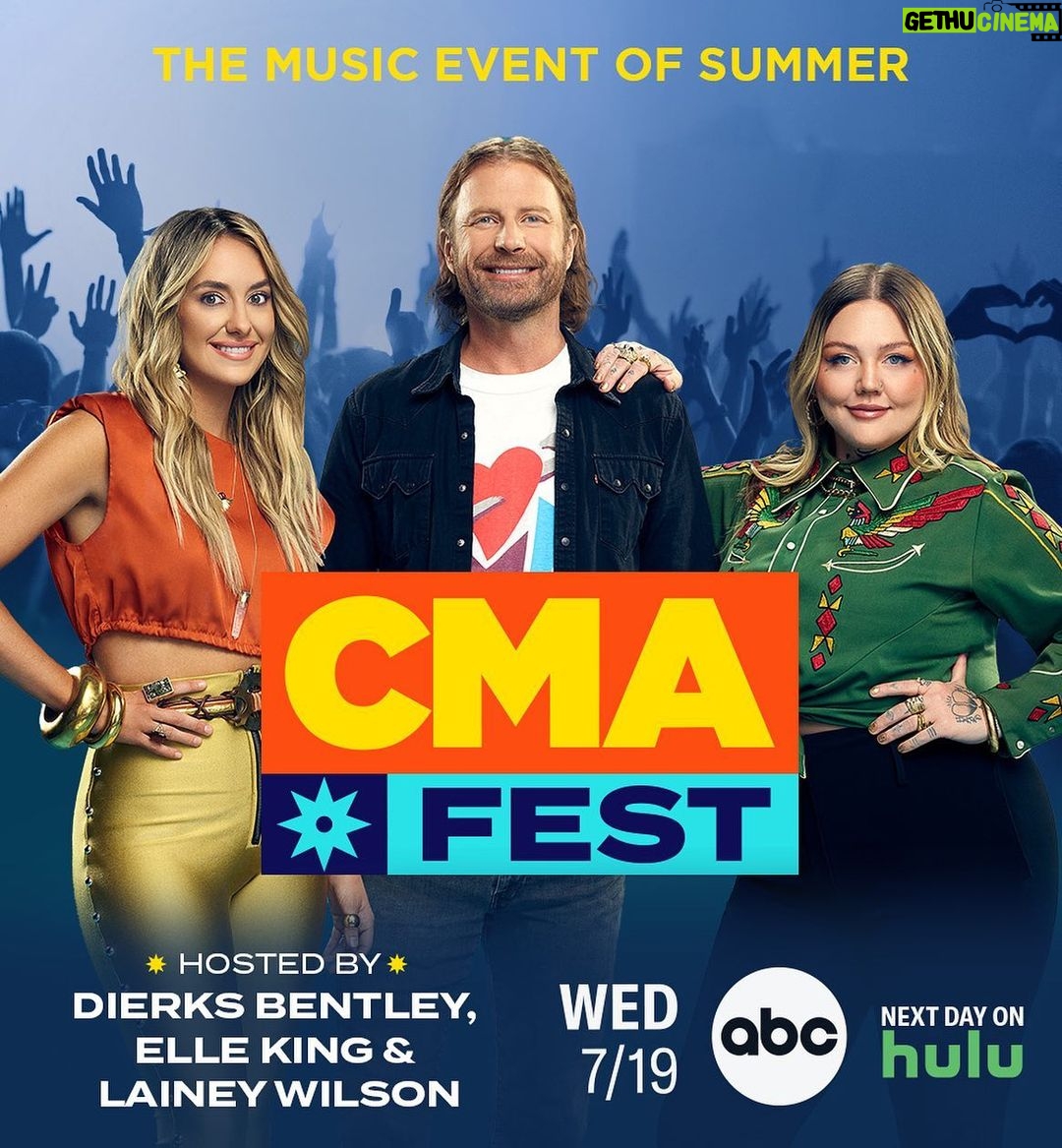 Dierks Bentley - 15.1K Likes - Excited to be back hosting the 50th #CMAfest with @laineywilsonmusic and @elleking. If you can’t make it out to Nashville this week, it will be airing on July 19 on ABC!