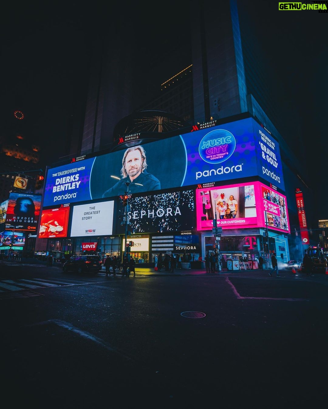 Dierks Bentley Instagram - I’m taking over @pandora’s Music City: 90s to Today’s Country to go behind-the-scenes of #GravelAndGold, link in my story Times Square, New York City