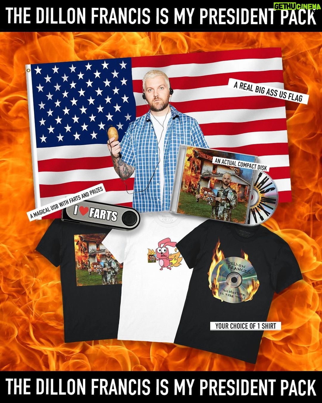 Dillon Francis Instagram - Merch bundle giveaway ๐ซฃ๐คญ๐ฎโ๐จ๐ Giving away 10 shirts and 2 โso fire it made me c*m extra hardโ packs! (Swipe to see packs) To enter: Like this post, share to your story & tag 3 friends for a chance to win ๐ winners will be announced Friday! You can go peep the fire bundles in my bio and buy any you want!
