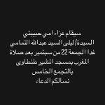 Dina El Sherbiny Instagram - سيقام عزاء امي حبيبتي السيدة/ ليلى السيد عبدالله التمامى غدا الجمعة 22 من سبتمبر بعد صلاة المغرب بمسجد المشير طنطاوى بالتجمع الخامس نسالكم الدعاء
