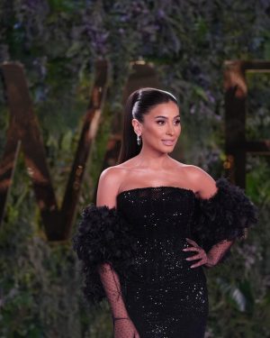 Dina El Sherbiny Instagram - Joy awards 2024.. @joyawards.official @gea_saudi  styled by @mohamedashraff 
Dress @ramikadi 
Jewelery @tiffanyandco 
Hair @simonelmendelek 
Make up @dinaragheb  managed by @humanagementme
