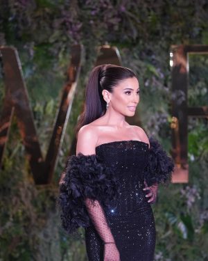 Dina El Sherbiny Instagram - Joy awards 2024.. @joyawards.official @gea_saudi  styled by @mohamedashraff 
Dress @ramikadi 
Jewelery @tiffanyandco 
Hair @simonelmendelek 
Make up @dinaragheb  managed by @humanagementme