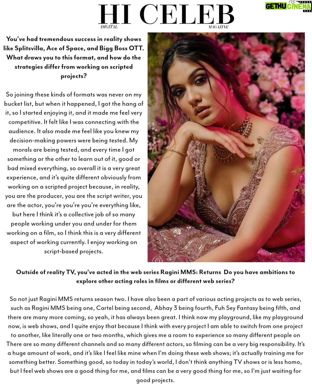 Divya Agarwal Instagram - From reality TV star to rising actress, Divya Agarwal @divyaagarwal_official is a multi-hyphenate force in Indian entertainment. Her journey began with show-stopping performances on MTV Splitsvilla and victories in Ace of Space and Bigg Boss OTT, where she captivated audiences with her strategic mind and fiery personality. Divya’s talent extends beyond the reality realm. She made a terrific debut in the horror web series Ragini MMS Returns 2 and has continued to impress both critics and audiences with roles in Abhay and Cartel. Always up for a challenge, Divya is an emerging star to keep your eye on. In February 2024, Divya embarked on a new chapter, marrying restaurateur Apurva Padgaonkar. Active on social media, she gracefully balances her thriving career with her new role as a wife. #hicelebmagazine #divyaagarwal_official #hicelebexclusiveinterview