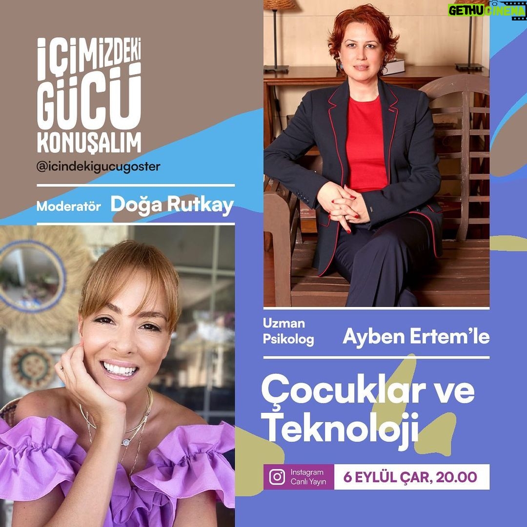 Doğa Rutkay Instagram - İçimizdeki Gücü Konuşalım canlı yayınlarımızın 2. bölümünde Uzman Psikolog @psikologaybenertem ile ebeveynlerin en merak ettiği konulardan olan “Çocuklar ve Teknoloji” konusunu konuşacağız. 6 Eylül Çarşamba günü saat 20.00’da ebeveynlerimizle yeniden buluşmak için sabırsızlanıyoruz 😊 #İçindekiGücüGöster