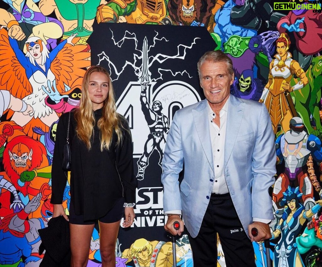 Dolph Lundgren Instagram - With my beautiful daughter Ida at the Mattel 40th birthday celebrations for ‘He-man’. I was 3 years older than her when I shot the movie for Canon - body fat percentage about 3! 🎂