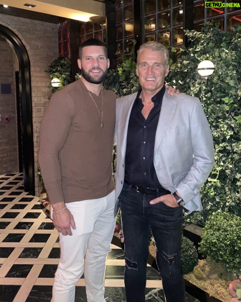 Dolph Lundgren Instagram - Dinner with Florian Munteanu, alias my son Viktor Drago in Creed 2. Great guy, looking forward to doing another project together. 👊