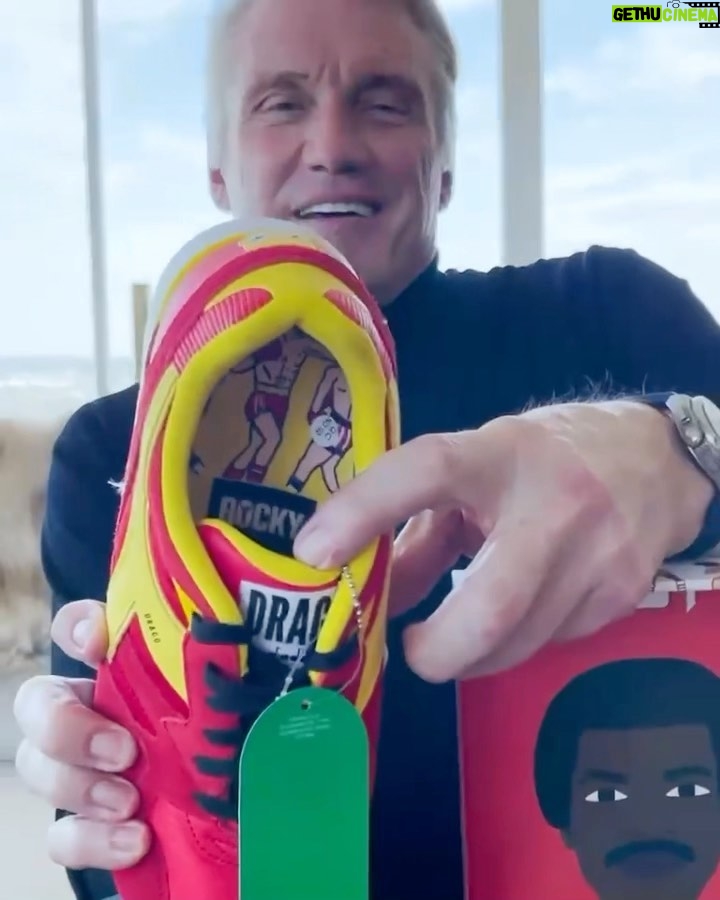 Dolph Lundgren Instagram - ￼ I must break you… 🥊💀 It’s been 45 years since Rocky stepped into the ring. @Footlocker just released the @diadoralifestyle x Rocky Vs. collection to celebrate and honor some or boxing’s greatest battles and Rocky’s fiercest rivalries. Love how @keithashore captured Drago’s spirit here. Grab a pair before they’re gone… ONLY at @footlocker, @champssports and @footaction. #Drago #DiadoraxRockyVS #RockyMGM #Rockymovie #footlockerpartner