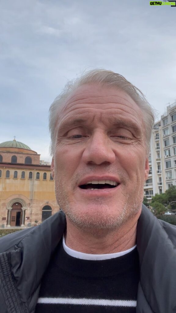 Dolph Lundgren Instagram - A history tour of - the Greek city of ‘Thessaloniki’ - done here with EX4. Bulgaria next. (Apologies for my mispronouncing the city name. Night shoots scrambles your brain…)