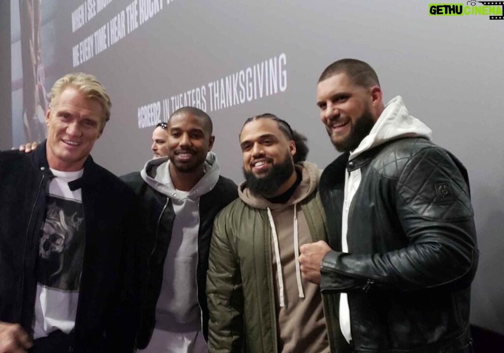 Dolph Lundgren Instagram - Three years ago today, I had the pleasure of getting together with these gentlemen for the release of CREED 2. Great project! 👊
