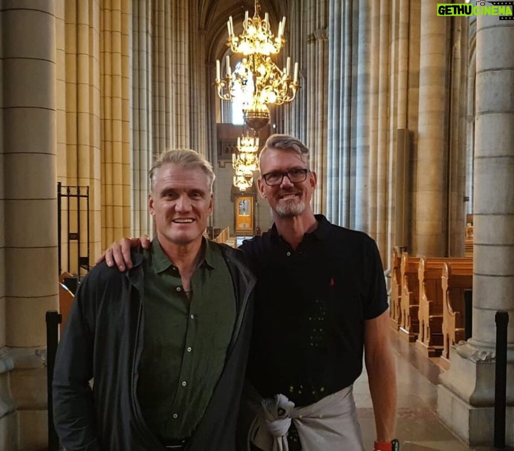 Dolph Lundgren Instagram - With my brother Johan at the Uppsala Cathedral in Sweden. Great to see him after over a year of travel restrictions. Feels good!