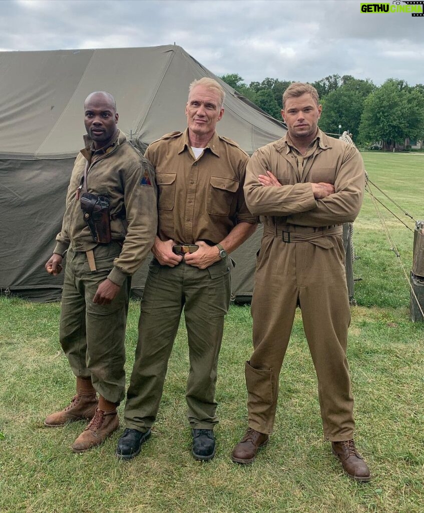 Dolph Lundgren Instagram - With some of my brothers in arms on the set of ‘Come Out Fighting’. A great story focusing on one of the first ‘colored units’ in the US Army during WW 2, the 761st Tank Battalion, which first saw action in France in 1944.