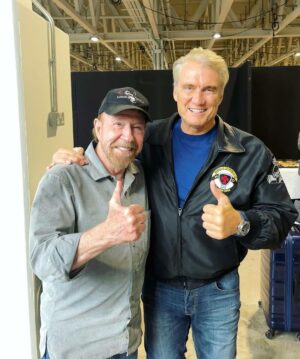 Dolph Lundgren Instagram - Haven’t seen Chuck Norris since Expendables 2. He was one of my great inspirations to get into karate. What a gracious and classy representative of the martial arts.🙏 Also fun seeing Danny Trejo and Temuera Morrison - two real tough guys. 👊