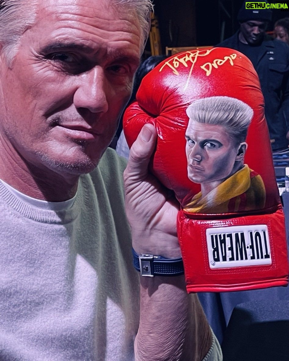 Dolph Lundgren Instagram - Signing a special glove for a Manchester fan. If he dies, he dies!