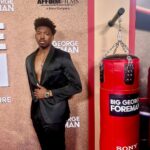 Dominique Barrett Instagram – Boxing history at the @foremanmovie world premier ! 🥊🏆 a knock out film ! Thank you @sonypictures for having me 🥂 #georgeforeman