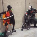 Dominique Barrett Instagram - Red X comes to #SDCC ❌ walking around as Red X was so fun 🎬 I had a couple fades to run. I even met the writer of Teen titans Academy @ilovetimsheridan & we even got to talk about my red x film I’m creating 🥂🔥 10/10 experience !! Also if you took a picture of my Red X DM ME THE PHOTO.. or else 🥷🏾 Suit by: @jcurtis_atelier Helmet by: @godofprops Suit accessories by: @chadhatter San Diego Comic-Con
