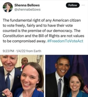 Donald Trump Jr. Instagram - So we are clear this is the Maine  secretary of state who unilaterally removed my father Donald Trump from the ballot. It was not a court decision. It was not based on anything other than one individual deciding who everyone should be able to vote for on her own. Sort of ironic given her quote above, but also not at all surprising because this is exactly how Democrats function. Democracy is just a soundbite. They’re willing to destroy it to preserve their power. Nothing more nothing less than totalitarian dictators.