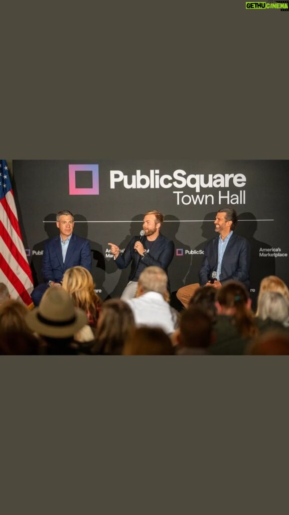 Donald Trump Jr. Instagram - What a kickoff! We had a great evening in Indianapolis with @donaldjtrumpjr and @repjimbanks at the first official @officialpublicsq Town Hall! We’re going city to city connecting with ‘We the People’ and the business that are the backbone of this great nation’s economy. Shop from over 70K businesses, locally and online, that love this country, the Constitution and the values it protects at PublicSquare.com 🇺🇸