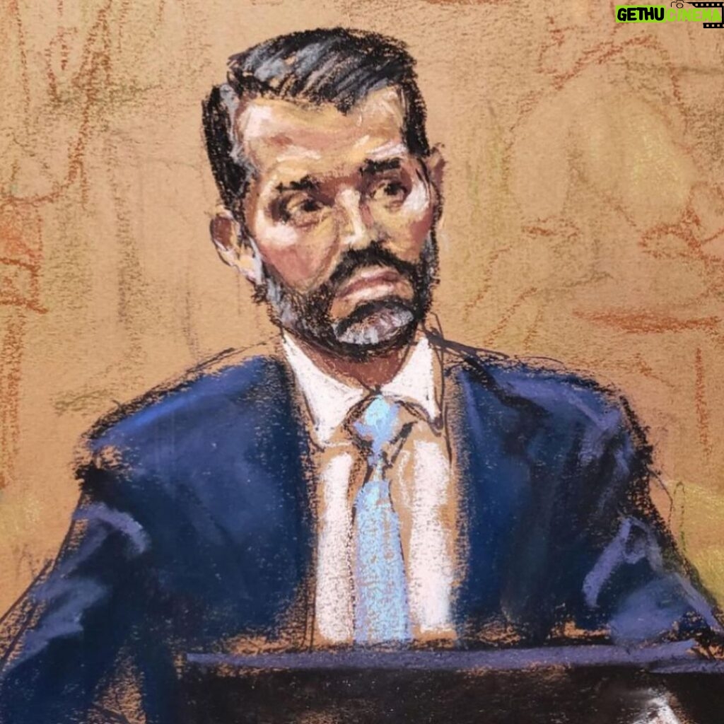 Donald Trump Jr. Instagram - Follow up to yesterday’s post. WTF Fat slob SBF gets to look like a superhero Zac Efron and I look Kermit the fricken frog in our courtroom drawings... It ain’t right🤣🤣🤣