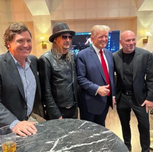 Donald Trump Jr. Instagram - Good times. Behind the scenes at #ufc295 @blackriflecoffee @tuckercarlson @evanhafer @mat_best_official @jtarticle15 @ufc @danawhite @realdonaldtrump @kidrock
