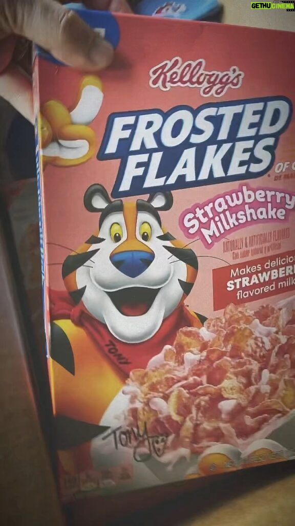 Donnie Wahlberg Instagram - When I posted about my obsession with the New @kelloggsfrostedflakes Cereal Flavors (Strawberry Milkshake and Cinnamon French Toast), just because I’m a big cereal fan (especially Frosted Flakes) and these seemed like they’d be “great” (no pun intended), I had no idea this would happen as a result! Mind blown! Doesn’t matter what happens in my life — these things really mean a lot to me! I’ll never forget being a kid in a family that could barely afford breakfast cereal! Now “Tony The Tiger” DM’d me and sent some my way. 10 year old Donnie is doing back flips and 53 year old Donnie is very appreciative! Thanks Tony! Classy move! I’m thankful, and you’re grrrrrreat!! ❤️🎉🍓🍞🐅🐯🥣🙏🏼👑🔥🥰 #reels #cereal #foody #yummy ps - This is not business — it’s strictly personal! 😂💯🙏🏼 Saint Charles, Illinois