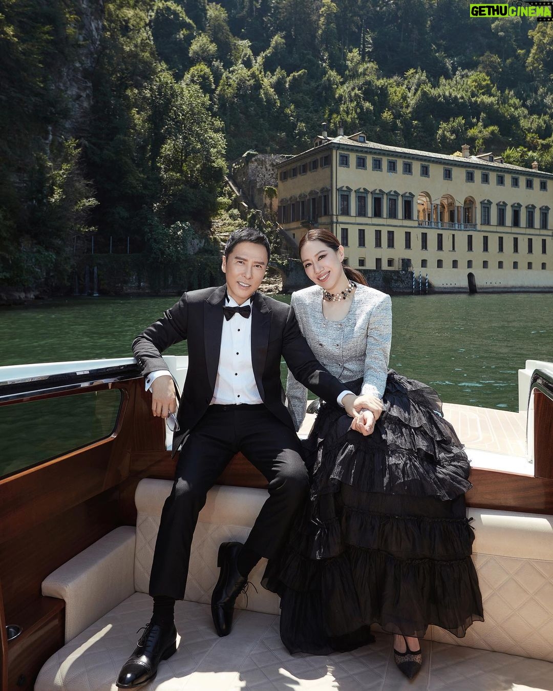 Donnie Yen Instagram - Love is beautiful, life is beautiful, wife is beautiful, I’m a big winner!😊 Thank you Cosmo Bride for this awesome cover at one of the most romantic setting. @sweetcil @cosmopolitan #lakecomo #weddinganniversary❤️ #20yearsmarriageanniversary