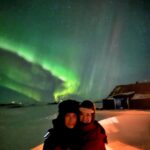 Donnie Yen Instagram - A very magical Valentine’s Day with my hun @donnieyenofficial and my everything @jasmineyen @jamesyenofficial Watching the northern lights and beautiful stars outside our cabin! ❤️🌹 #auroralights #northernlights #happyvalentinesday #bucketlist Torfhús Retreat
