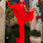 Dorit Kemsley Instagram - season 13 reunion look ❤️‍🔥 #rhobh @schiaparelli dress and @balmain shoes for a monochromatic, surrealist inspired ruby red look 👠📌❤️