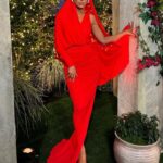 Dorit Kemsley Instagram - season 13 reunion look ❤️‍🔥 #rhobh @schiaparelli dress and @balmain shoes for a monochromatic, surrealist inspired ruby red look 👠📌❤️