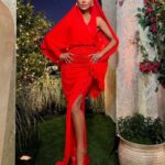 Dorit Kemsley Instagram - season 13 reunion look ❤️‍🔥 #rhobh @schiaparelli dress and @balmain shoes for a monochromatic, surrealist inspired ruby red look 👠📌❤️