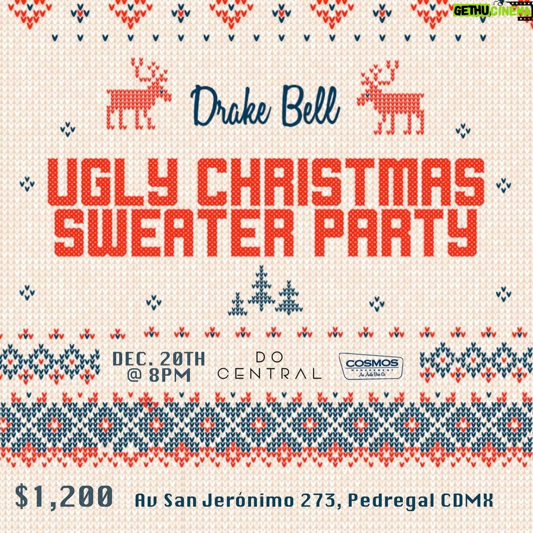 Drake Bell Instagram - ¡Ha vuelto! Dec. 20th 8pm 🎄 https://www.eventbrite.com/e/drake-bell-ugly-christmas-sweater-party-tickets-777340184417?aff=oddtdtcreator