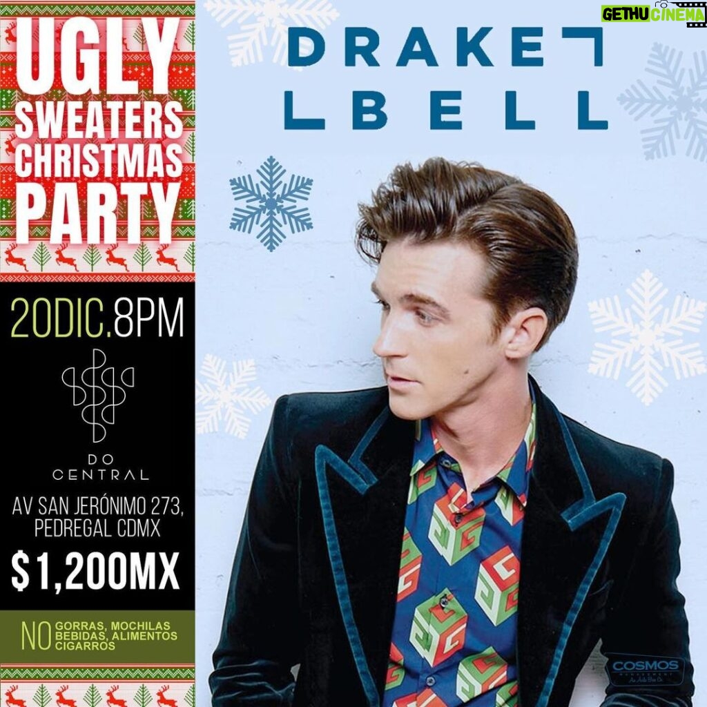 Drake Bell Instagram - ¡Ha vuelto! Dec. 20th 8pm 🎄 https://www.eventbrite.com/e/drake-bell-ugly-christmas-sweater-party-tickets-777340184417?aff=oddtdtcreator