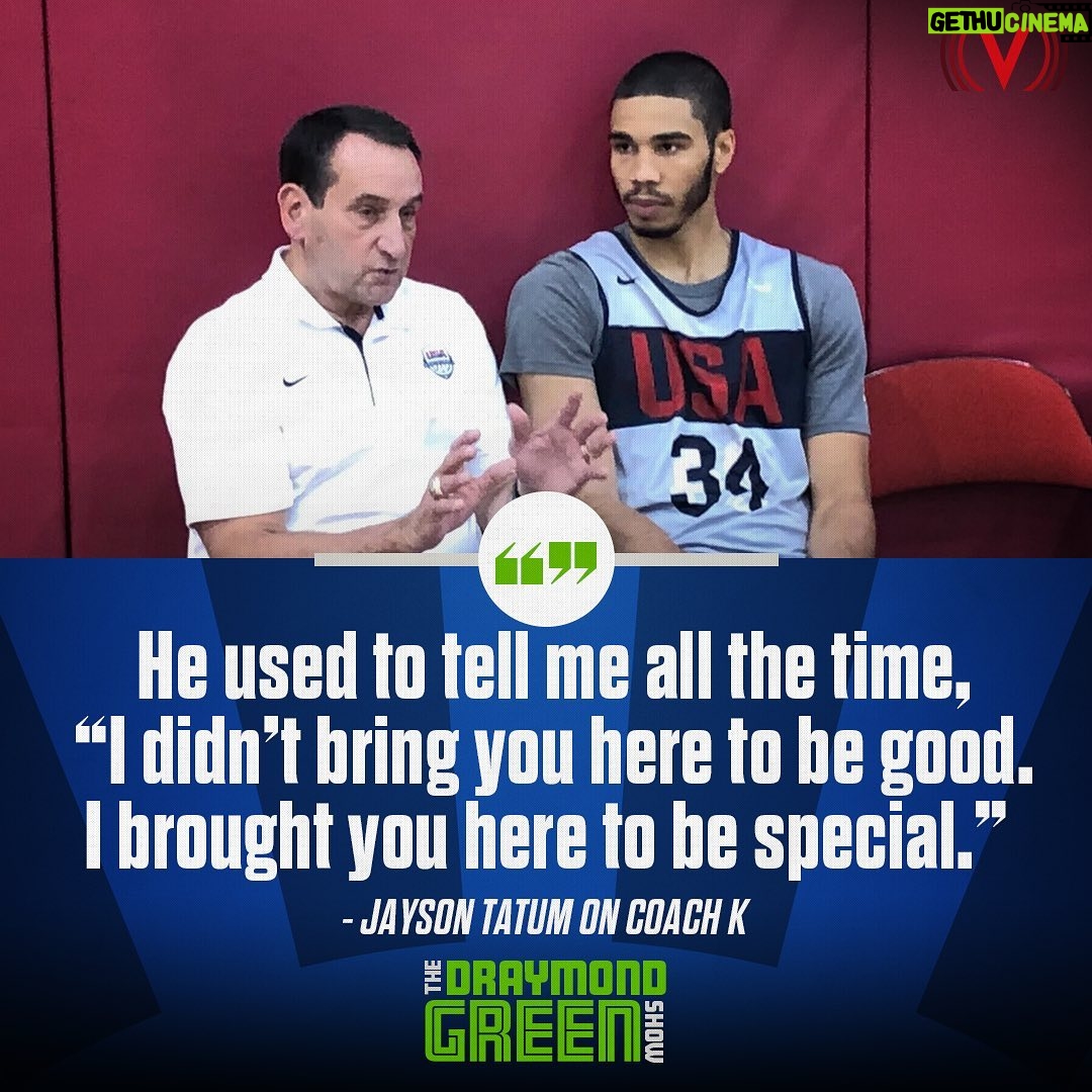 Draymond Green Instagram - No one motivated @jaytatum0 quite like Coach K