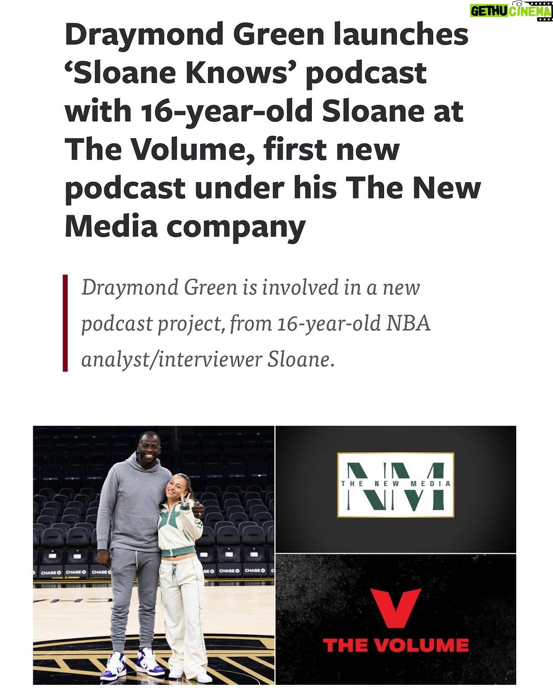 Draymond Green Instagram - Welcome to the family, @sloaneknows