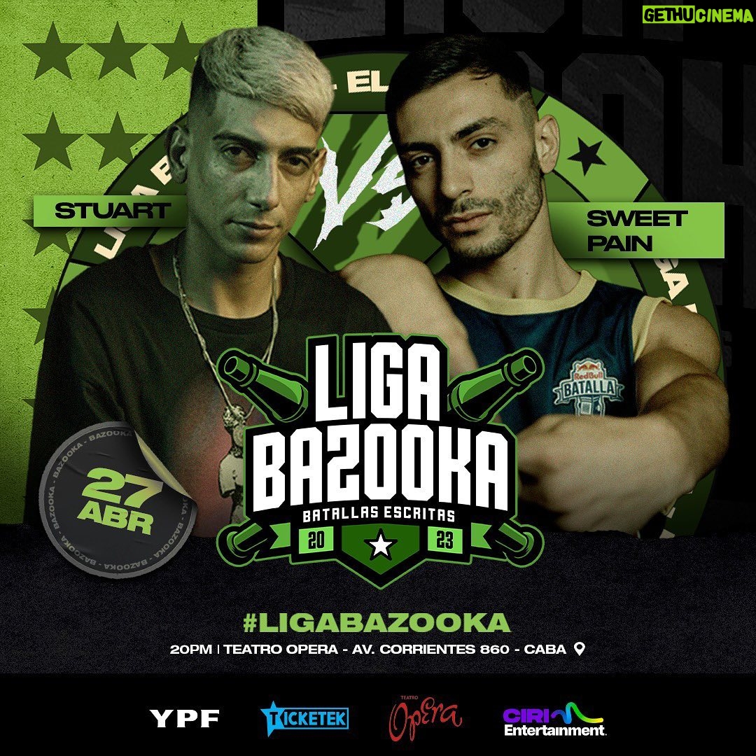 Dtoke Instagram - A poco más de 6 meses del regreso de @ligabazookaa Estoy muy feliz de poder presentarles nuestra primera edición internacional. Contarles que el evento se realizará en el teatro Ópera de la emblemática calle corrientes. Espero los cruces sean de su agrado. Este es un gran salto para la Liga y se lo debemos a todas las personas que nos vienen haciendo el aguante. Esto es para ustedes Capacidad Limitada, No duerman. Link para adquirir tickets en mi perfil e historias destacadas Abrazo a toda la banda. Teatro Ópera