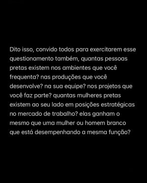 Duda Pimenta Instagram - Post sobre Consciência Negra ☝🏾
.
.
.
Foto 01 - Ensaio Make a Wish
@criativyestudio @charlessartori @israelvalentimoficial @assessoria_viviantrevisan @moisescardeiro_ @camilagrantdebutantes 

Foto 02 - Capricho
deamartinelli @sofiaskywalker @jvbarreto @almirvargas @nanamilumbe @camila_anac matheusberlitz @derretidabre @missblackdivine @_ulbea @brabo.br @madameresenha @pimenta_maedaduda @pimolu_ 
.
.
#20denovembro #consciencianegra #pretosnotopo #blackpower
