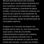 Duda Pimenta Instagram – 💗 POST CARTA ABERTA 💗

leia no carrossel 👆

Capricho
prod executiva deamartinelli
texto @sofiaskywalker 
direção de arte @jvbarreto 
fotografia @almirvargas 
moda @nanamilumbe 
beleza @camila_anac 
assist foto matheusberlitz
assist moda @derretidabre 
assist beleza @missblackdivine @_ulbea 
assessoria de imprensa @madameresenha 
prod pessoal @pimenta_maedaduda @pimolu_