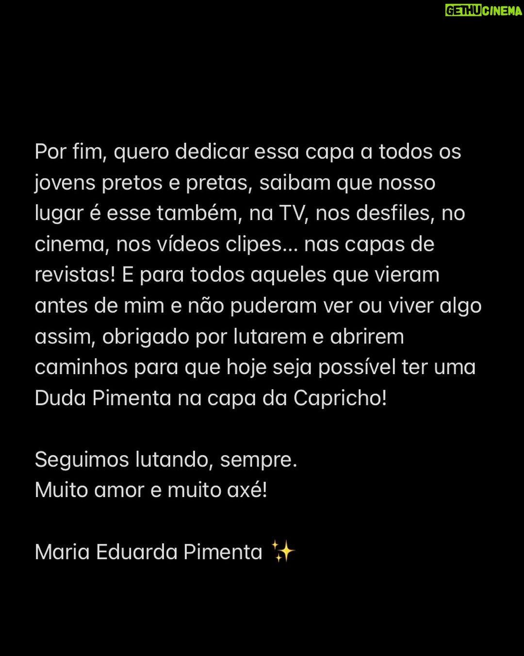 Duda Pimenta Instagram - 💗 POST CARTA ABERTA 💗 leia no carrossel 👆 Capricho prod executiva deamartinelli texto @sofiaskywalker direção de arte @jvbarreto fotografia @almirvargas moda @nanamilumbe beleza @camila_anac assist foto matheusberlitz assist moda @derretidabre assist beleza @missblackdivine @_ulbea assessoria de imprensa @madameresenha prod pessoal @pimenta_maedaduda @pimolu_