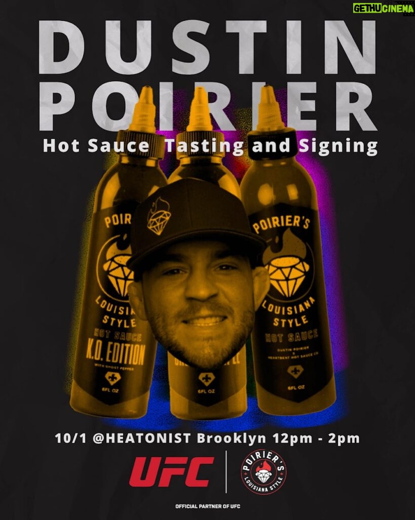 Dustin Poirier Instagram - I’ll be @heatonist from 12-2pm ET this Sunday signing hot sauce bottles. HEATONIST