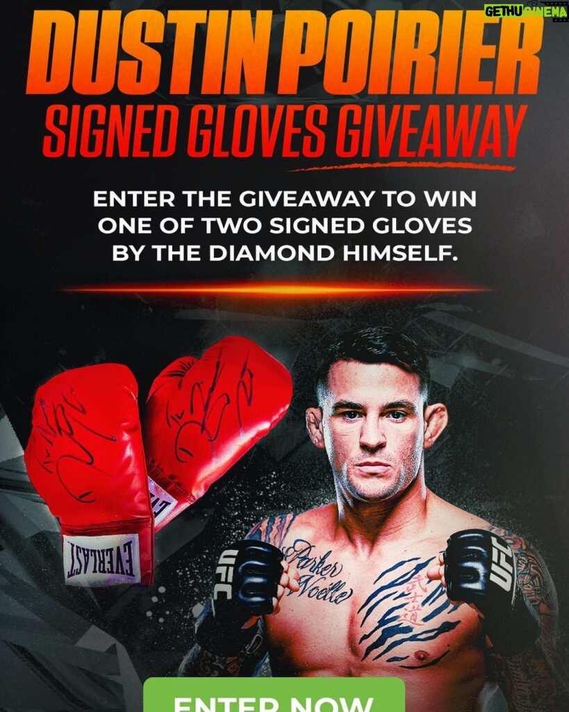 Dustin Poirier Instagram - @mybookie_mma giveaway #ad #ufc Mybookie.ag/giveaway/ Win a pair of signed gloves