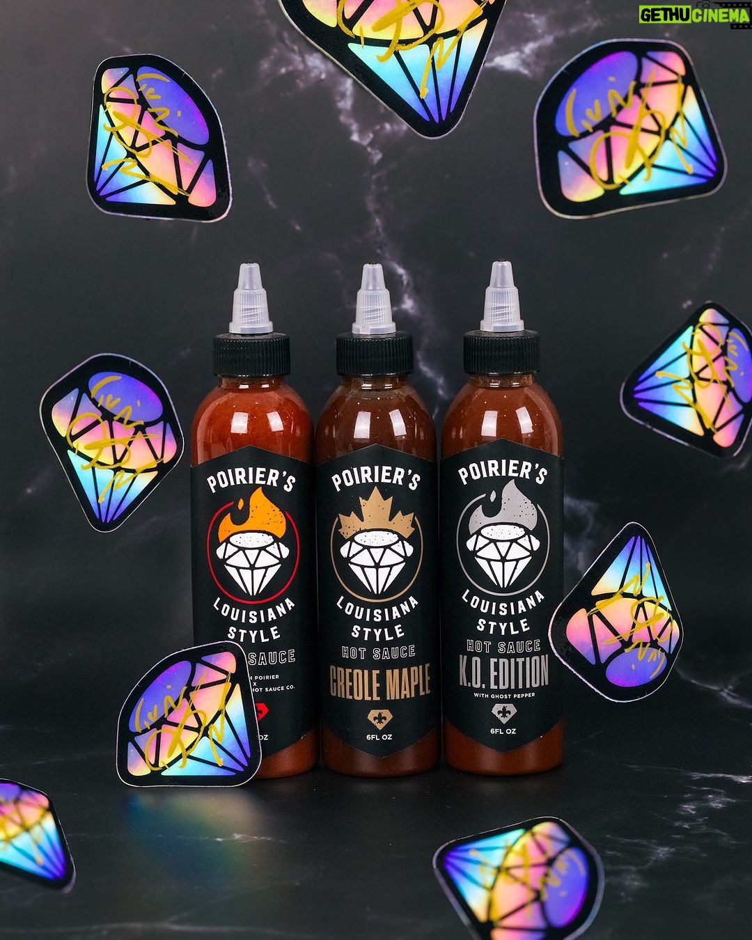Dustin Poirier Instagram - Less than one week until UFC 299! Show your support for Dustin by grabbing a trio of Poirier’s Louisiana Style Hot Sauce and be one of 500 lucky fans to get a 💎sticker signed by The Diamond himself!