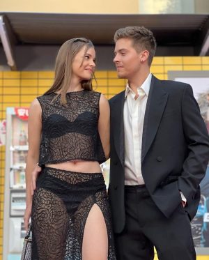Dylan Sprouse Instagram - @realbarbarapalvin and I at the #bullettrainmovie premier. A really fun time, great summer action flick, just in time for the bday. Brad Pitt is the 🐐 as per usual