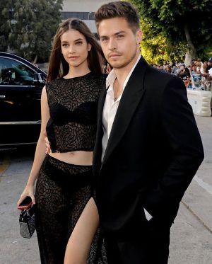 Dylan Sprouse Instagram - @realbarbarapalvin and I at the #bullettrainmovie premier. A really fun time, great summer action flick, just in time for the bday. Brad Pitt is the 🐐 as per usual