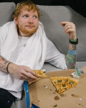 Ed Sheeran Instagram - Divide 7th anniversary throwback dumpington

Explanations below 

1. At the Grammys telling Rihanna Shape of You was originally with her in mind

2. Me and @missjpeg on the set of Shape of You after the sumo fight

3. Just after finishing painting the cover with @damienhirst 

4. Strapped up ready to roll for the Galway Girl vid

5. Celebrating with @rokstoneprod and @jmd_snowpatrol Shape of You going #1 worldwide with a bottle of champs we didn’t end up drinking, it’s still in my cellar, being saved for a special occasion

6. Hanging out with @stormzy after the Ivor’s having won some bronzeware 

7. Couple of beers with @zoeydeutch on the set of Perfect

8. With the guys from the Castle video at the Castle 

9. My birthday in Brazil on the Divide tour, I asked to play a football game with some ex Brazilian national players. We got spanked

10. Final night of the Divide tour, and campaign, in Ipswich, having a pizza and celebrating the most successful era of my career

Til next time x