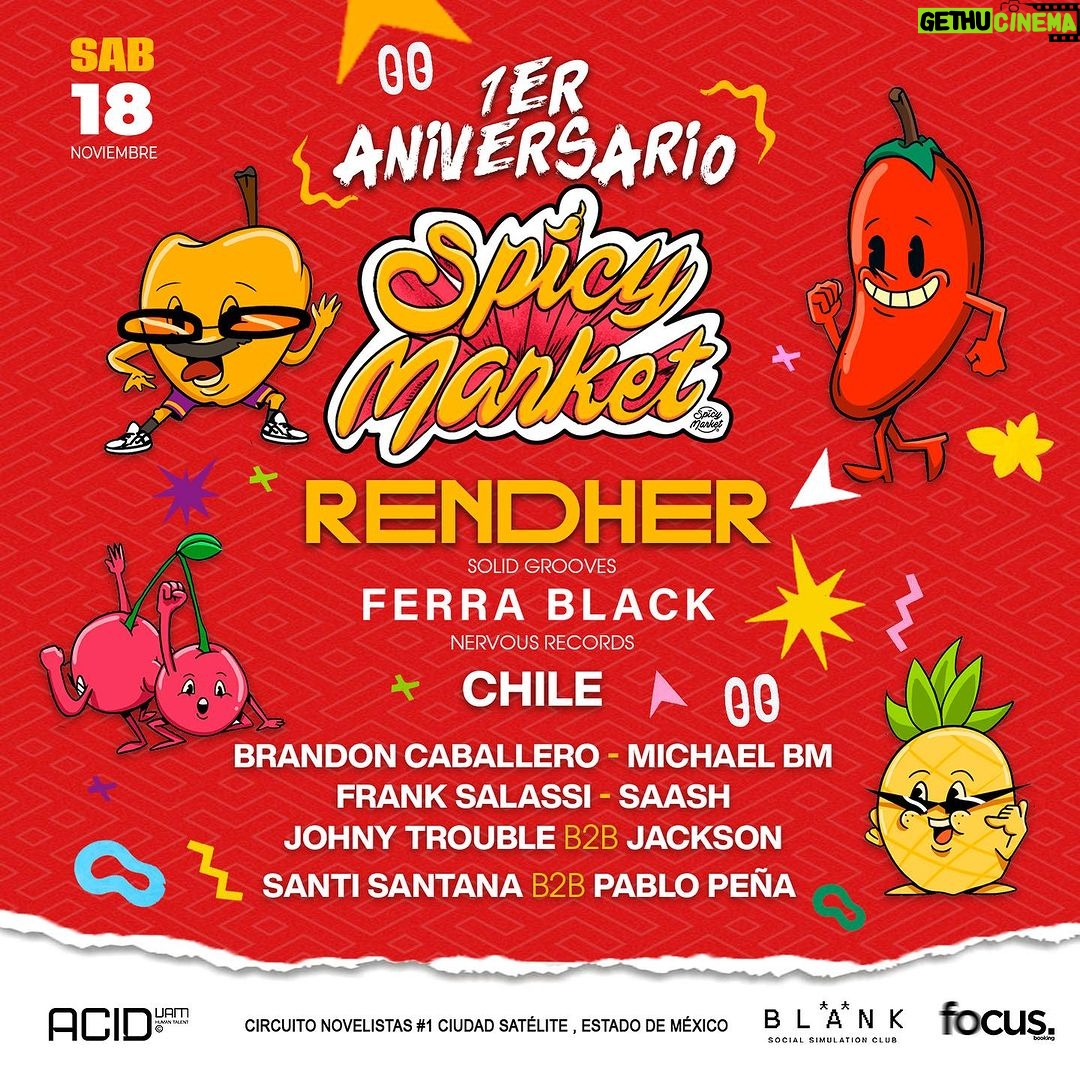 Eduardo Miranda Instagram - Estoy muy contento de poder compartirles este flyer que significa mucho para mi ya un año de @spicy.market_ y los que faltan, muchas gracias a toda la gente que ha apoyado este proyecto, estamos creando un movimiento con amor y pasión. ❤️ Nos vemos este sábado 18 en @blank.social.club para bailar todos🌶🍇🍌🥦🍎🍉🔥 CDMX