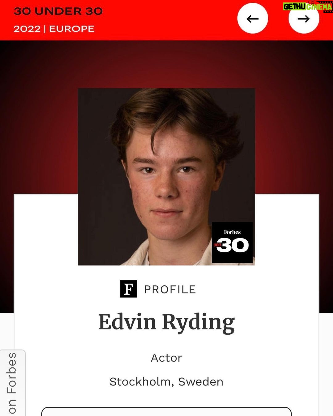 Edvin Ryding Instagram - incredibly grateful for this, thank you thank you thank you @forbesunder30 🕊❣️🪐