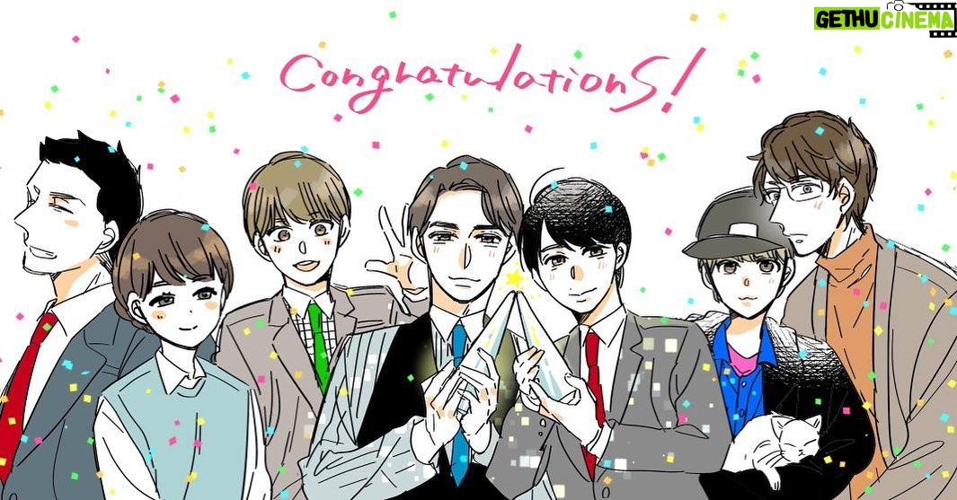 Eiji Akaso Instagram - ザテレビジョンさんの 第106回ドラマアカデミー賞 最優秀作品賞&最優秀助演男優賞 本当におめでとうございます㊗️ そして皆様本当にありがとうございます!!! 写真は豊田先生が書いてくださった素敵な画です!! #30歳まで童貞だと魔法使いになれるらしい #チェリまほ #個人的な #最優秀アニマル賞はうどんちゃん #助演アニマル賞はメリーゴーランドのカバ