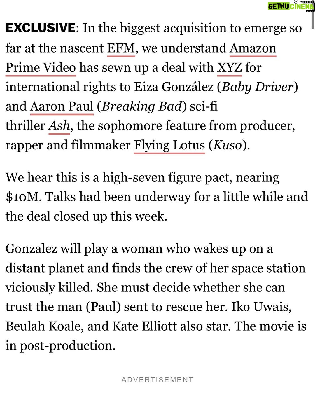 Eiza González Instagram - Hello @primevideo ! Thrilled to share the news We are so happy for you to dive into the world of ASH. And now everyone around the world can see it! We are beyond proud of it. See you soooon….🚀🛸🪐✨