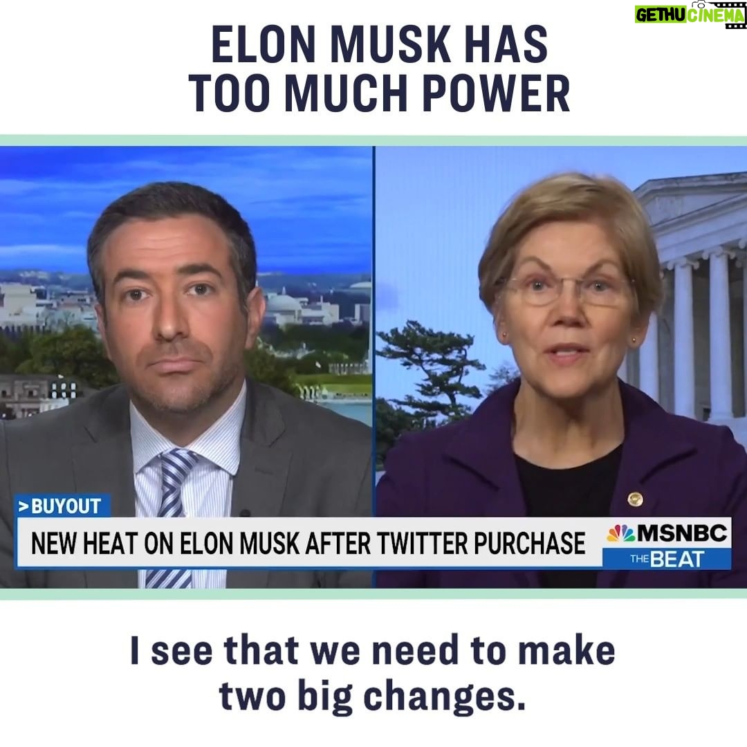 Elizabeth Warren Instagram - When I see Elon Musk buying Twitter, I see that we need to make two big changes: