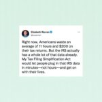 Elizabeth Warren Instagram - This would be a great week to pass my Tax Filing Simplification Act.